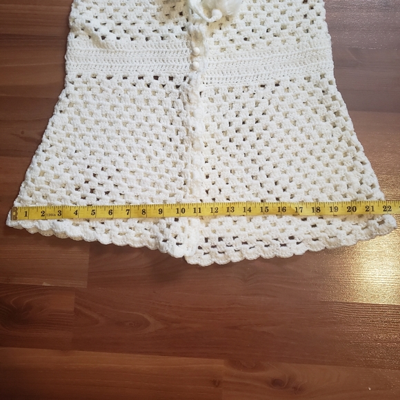 Handmade women's crochet off white  wool sweater vest - Picture 10 of 12